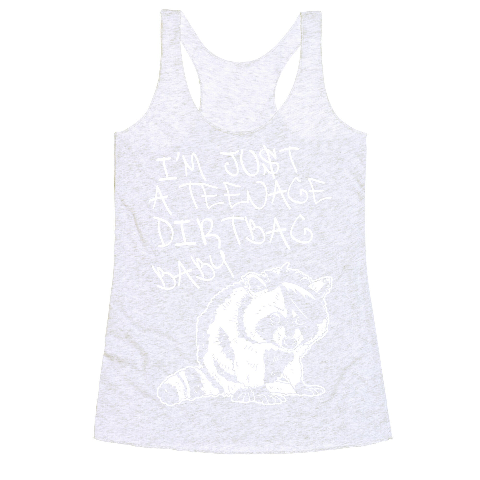 I'm Just a Teenage Dirtbag Baby Emo Raccoon Racerback Tank